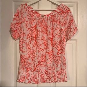 Michael Kors Coral Reef Off Shoulder Top New